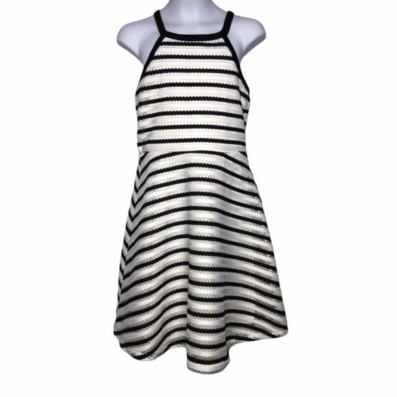 Rare Editions Eyelet Striped Sleeveless Dress 16